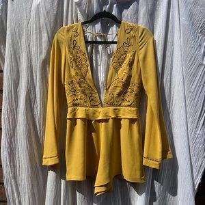 Nasty Gal Mustard Romper XS